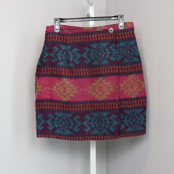 Vintage Clio Aztec Wool Look Skirt | Size 10 | Southwest Tribal Print - Picture 1 of 7